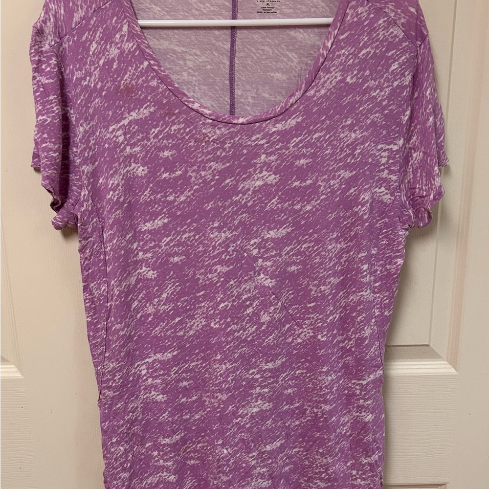 a.n.a Purple and White Short Sleeve Women's Tee
